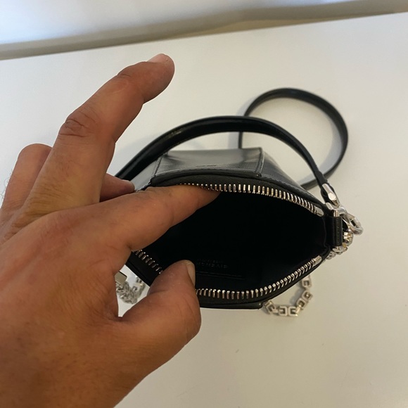 New GIVENCHY Small Bag Box Black Leather With Silver Chain Handbag - Picture 7 of 13